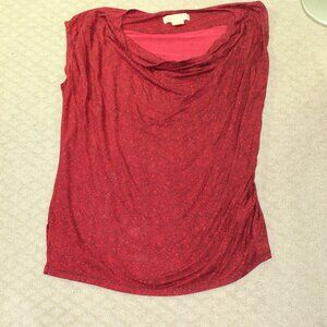 Michael Kors Women's 1X Red Snakeskin Print One Side Gathered Blouse